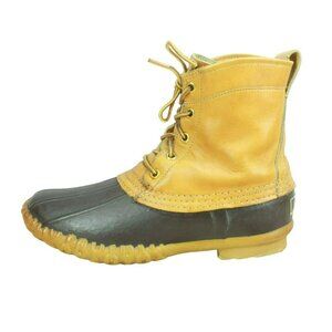 Vintage LL Bean Brown Leather Unlined Ankle Hunting Duck Boots Size 8